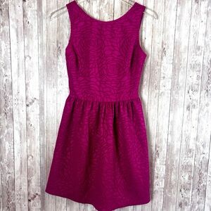 RED Saks Fifth Avenue Dark Pink Rose-Pattern Fit-and-Flare V-Back Party Dress S